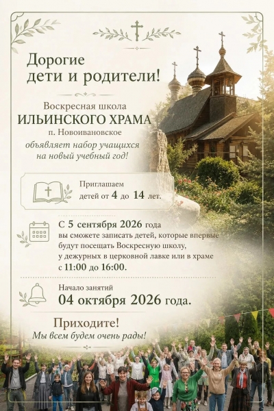 Объявление о начале занятий в воскресной школе 2026/2027 учебного года